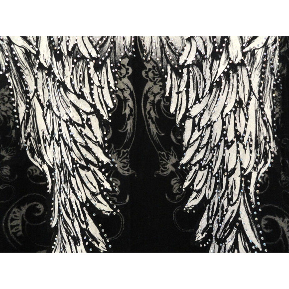 From Los Angeles Bus Stop Rhinestone Wings Black Tank Top Y2K Women's Size Large - Picture 4 of 9
